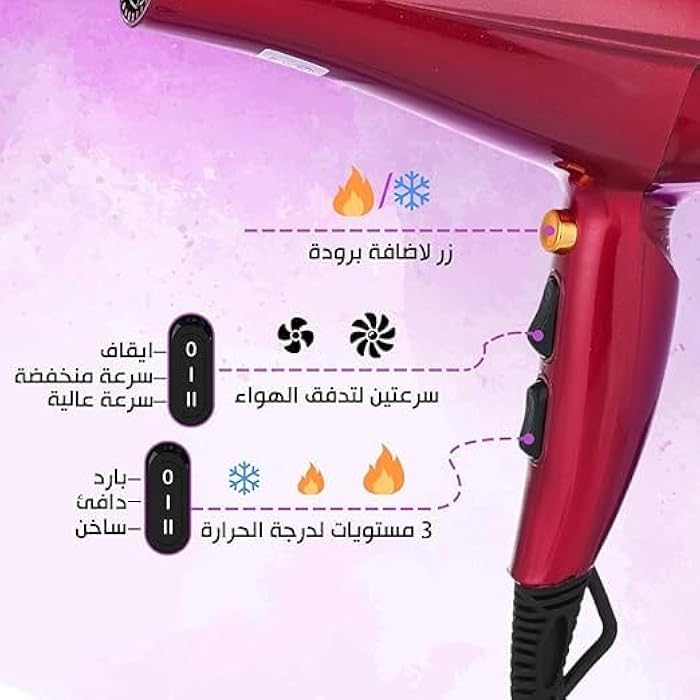 Hair Dryer 4000W Ionic Professional Blow Dryer With Diffuser Concentrator Multiple Speed And Heat Settings Quick Drying Overheat Protection For Salon And Home Use, HG-803 - Image 4